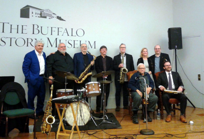 With Bobby Militello, Kirk MacDonald, Sam Noto, Elisabeth Hasselbeck, John Hasselback and Mark Filsinger at The Buffalo History Museum.